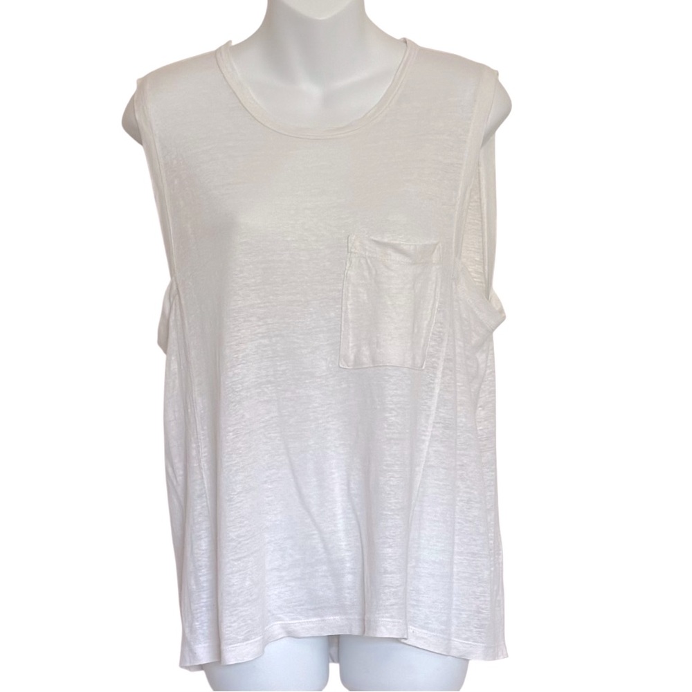 A.L.C. White Short Sleeve 100% Linen Tank Top Size Medium